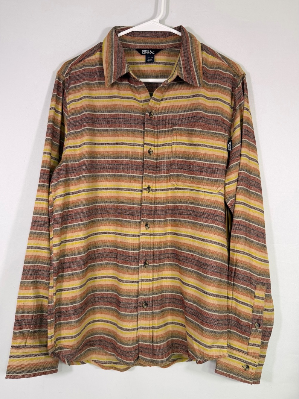 NWT Eddie Bauer Pinecrest Bison Stripe Cotton Flannel Shirt Mens Small
